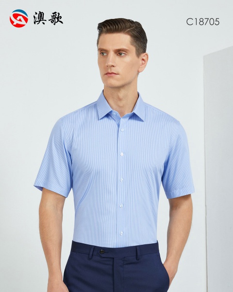 50支抗皺竹纖維-條紋男短袖