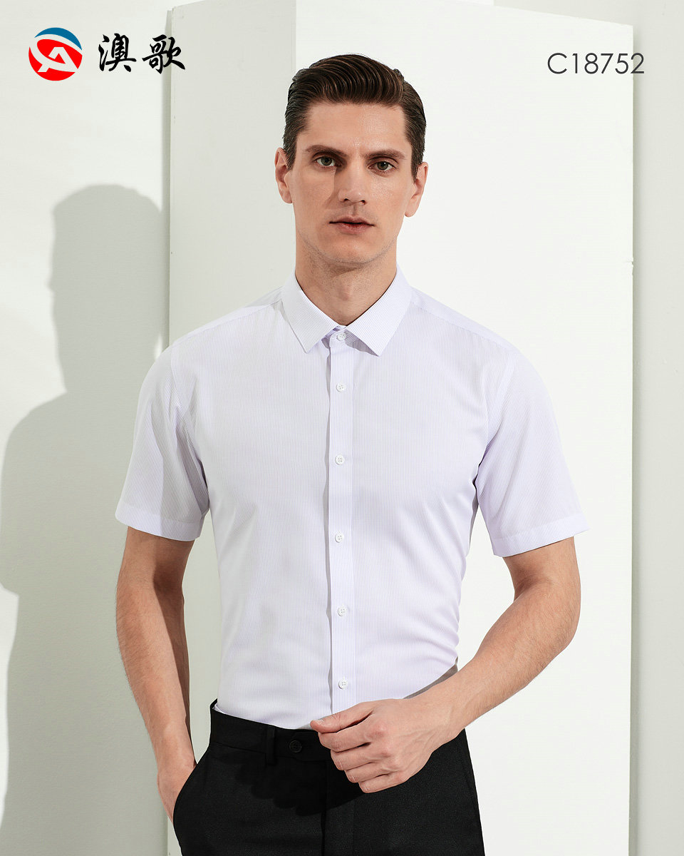 50支抗皺竹纖維-條紋男短袖