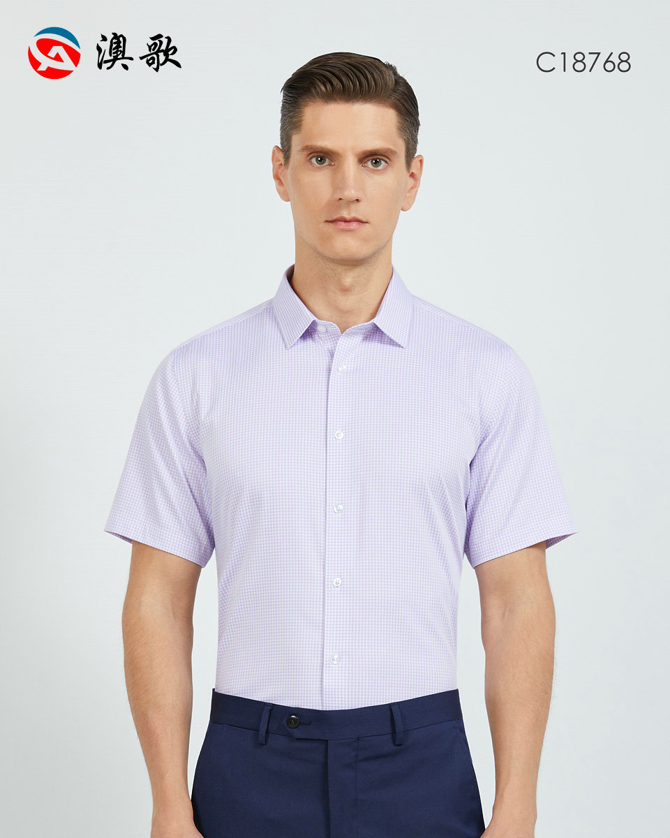 50支抗皺竹纖維-條紋男短袖