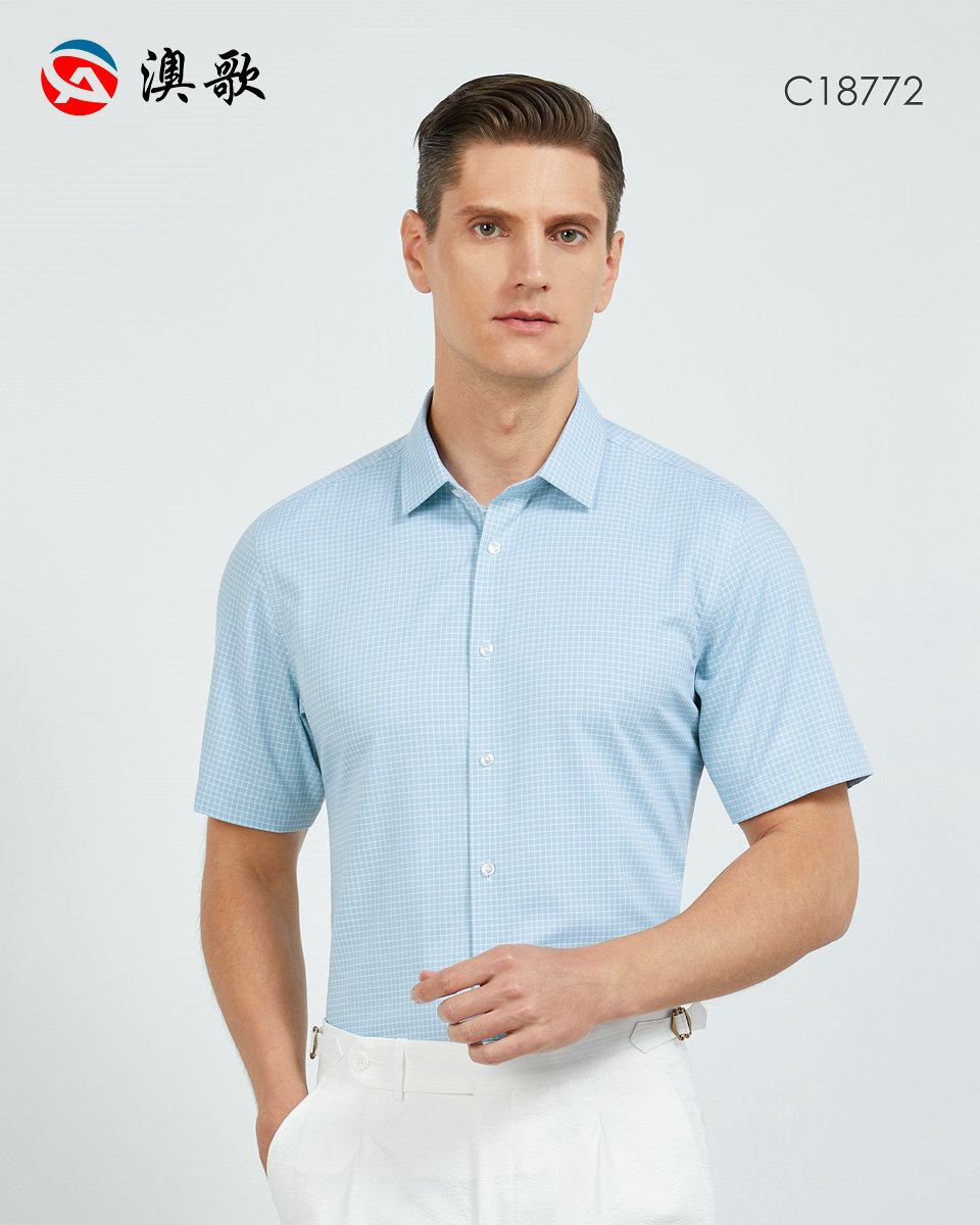 50支抗皺竹纖維-條紋男短袖