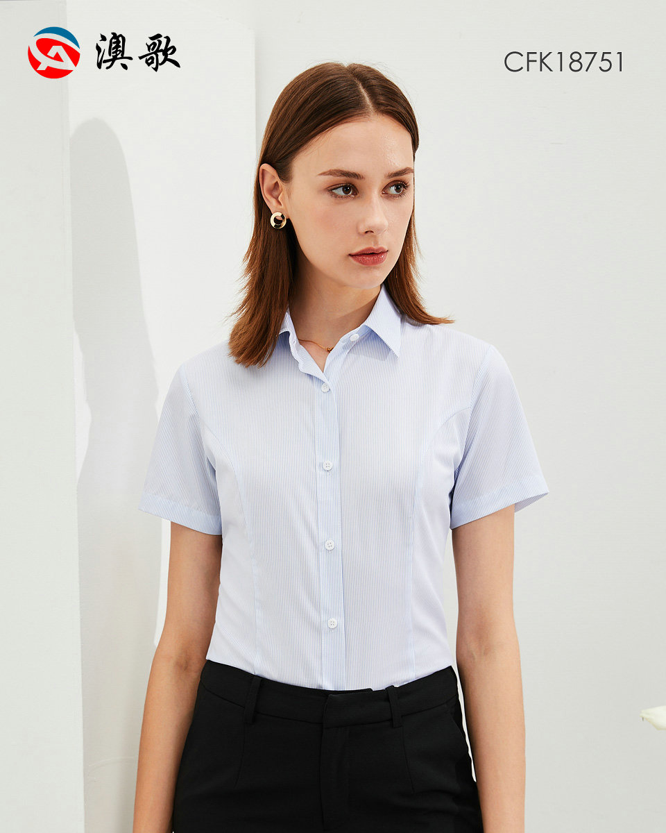 50支抗皺竹纖維-條紋女短袖