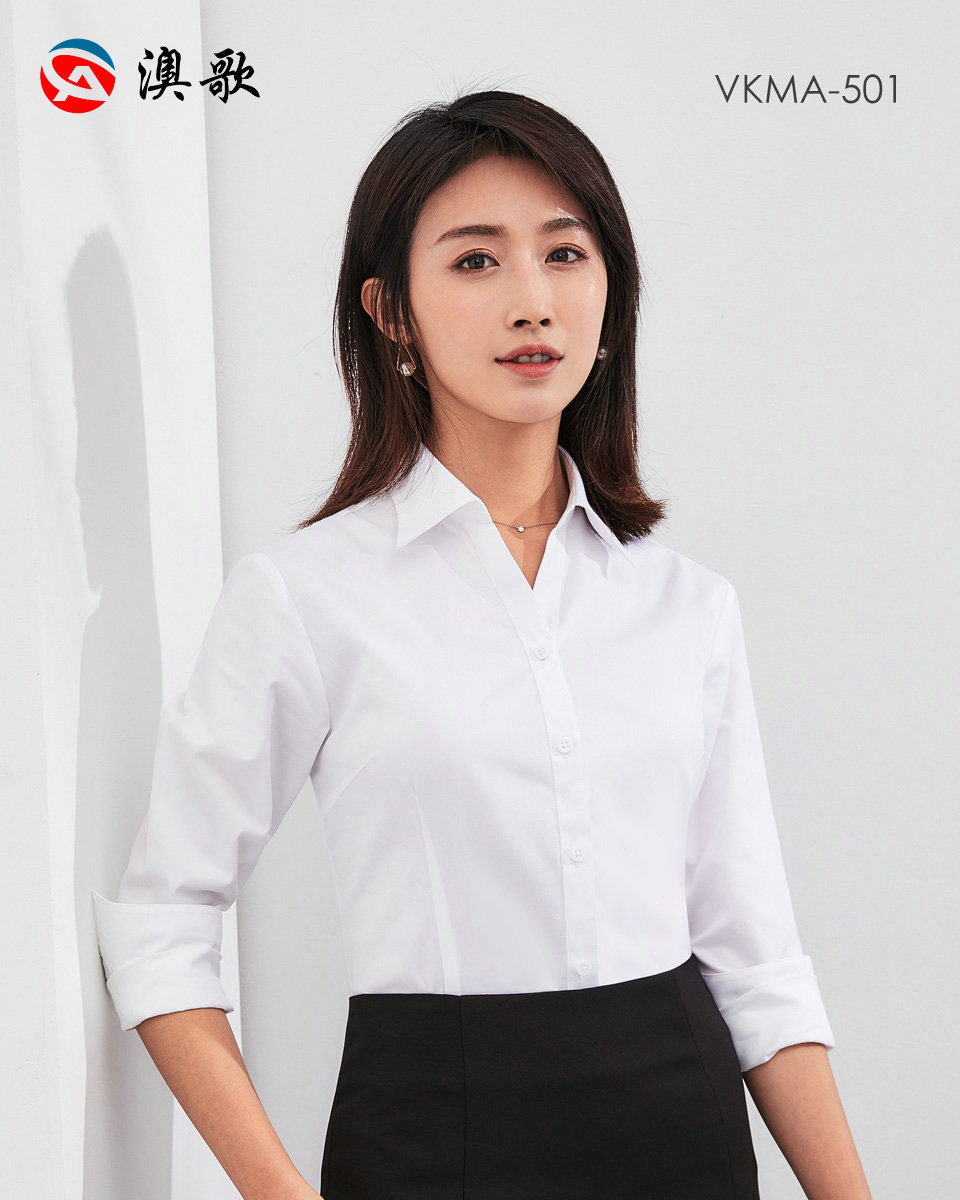 60棉免燙MA-女長袖襯衫