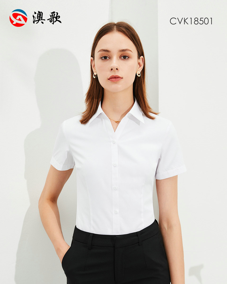 60棉免燙MA-女短袖襯衫