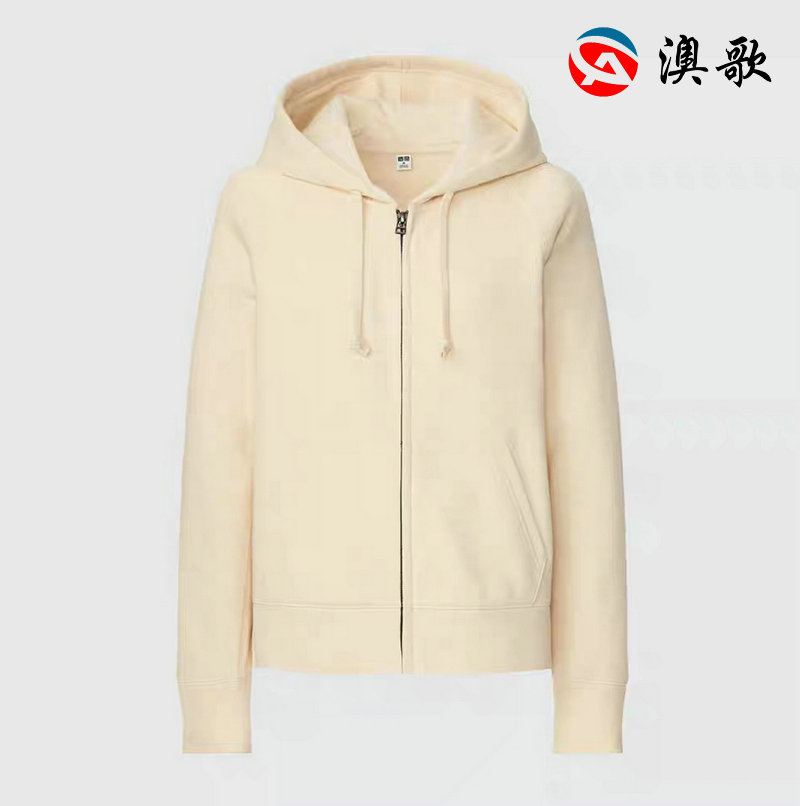 純棉毛圈拉鏈連帽開衫衛衣