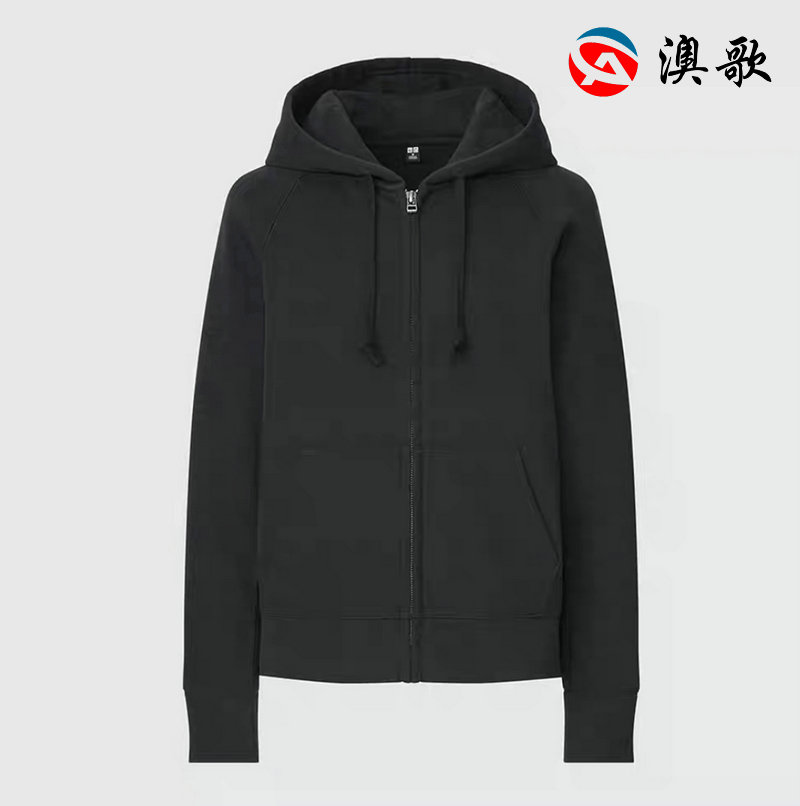 純棉毛圈拉鏈連帽開衫衛衣