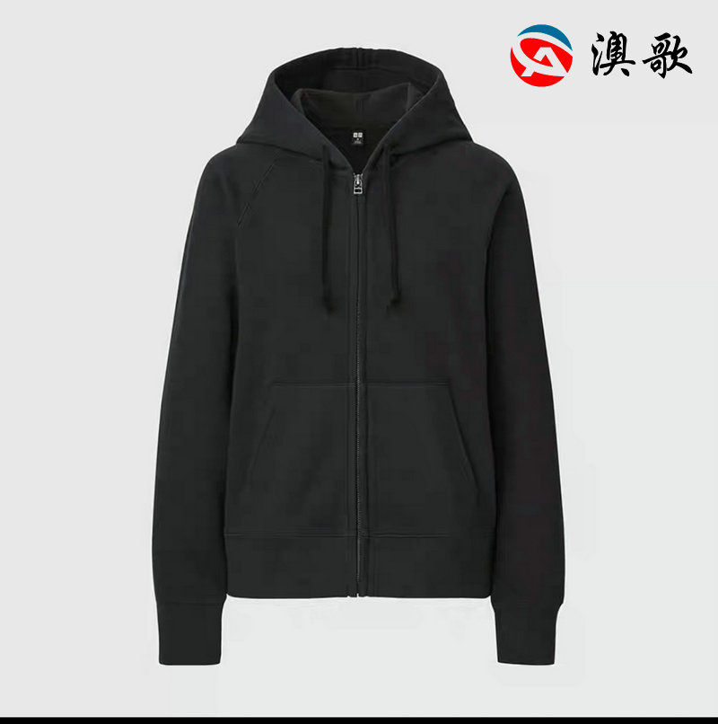 純棉毛圈拉鏈連帽開衫衛衣