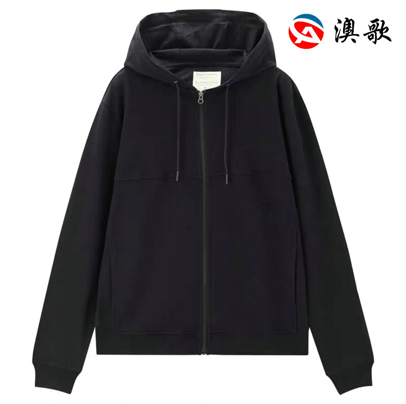 純棉毛圈拉鏈連帽衛衣開衫