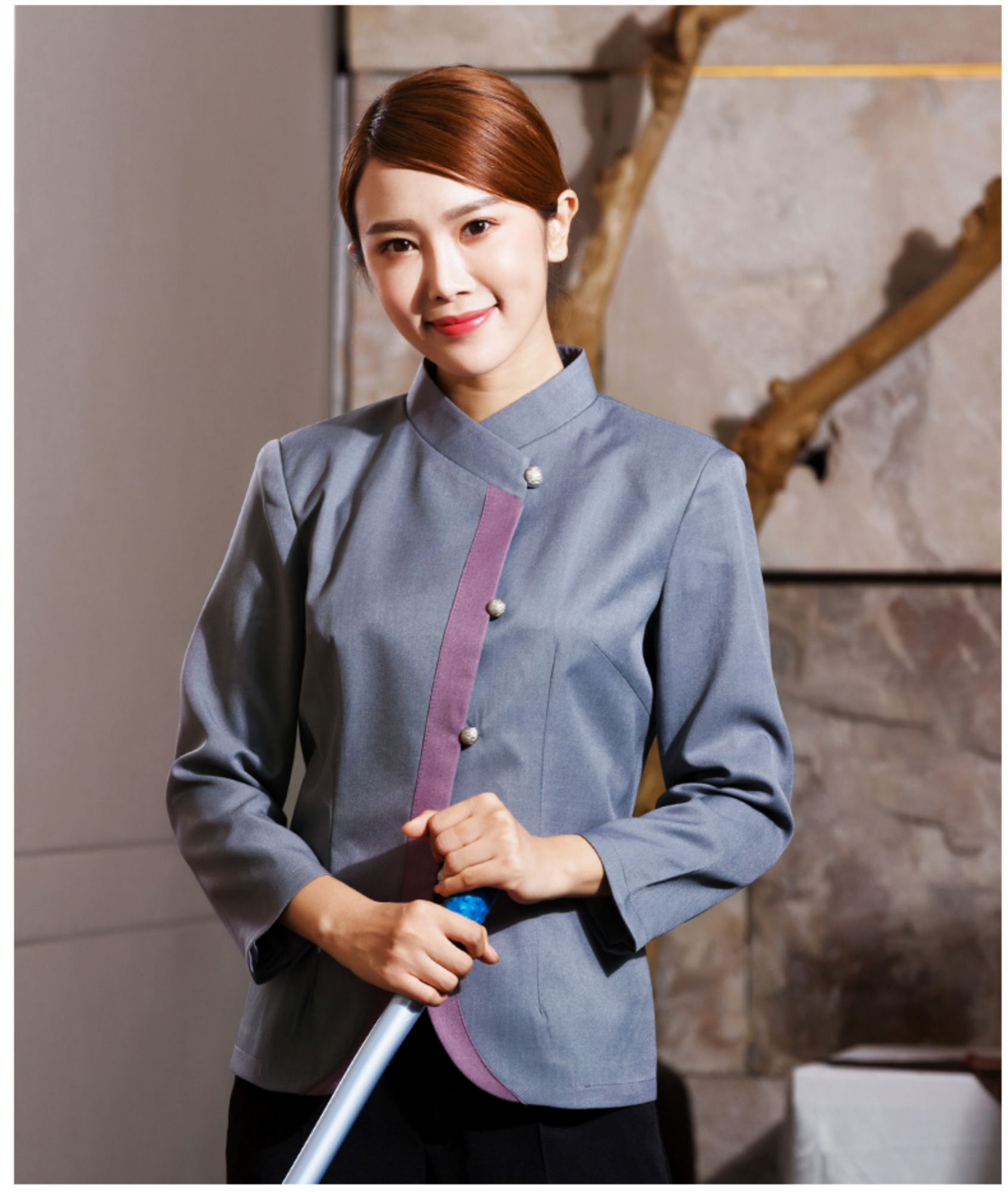 AG B-06 中式古典款長袖保潔服 可做短袖 顏色可定制