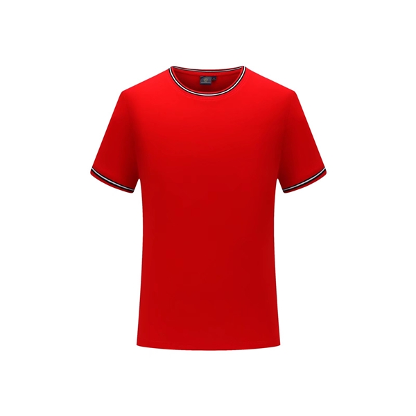 208#間色時尚潮牌圓領T恤-紅色