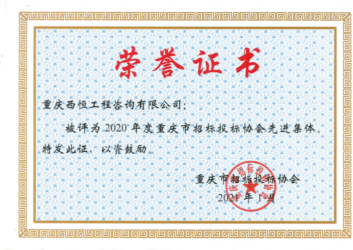 重庆市招标投标协会2020年度先进集体