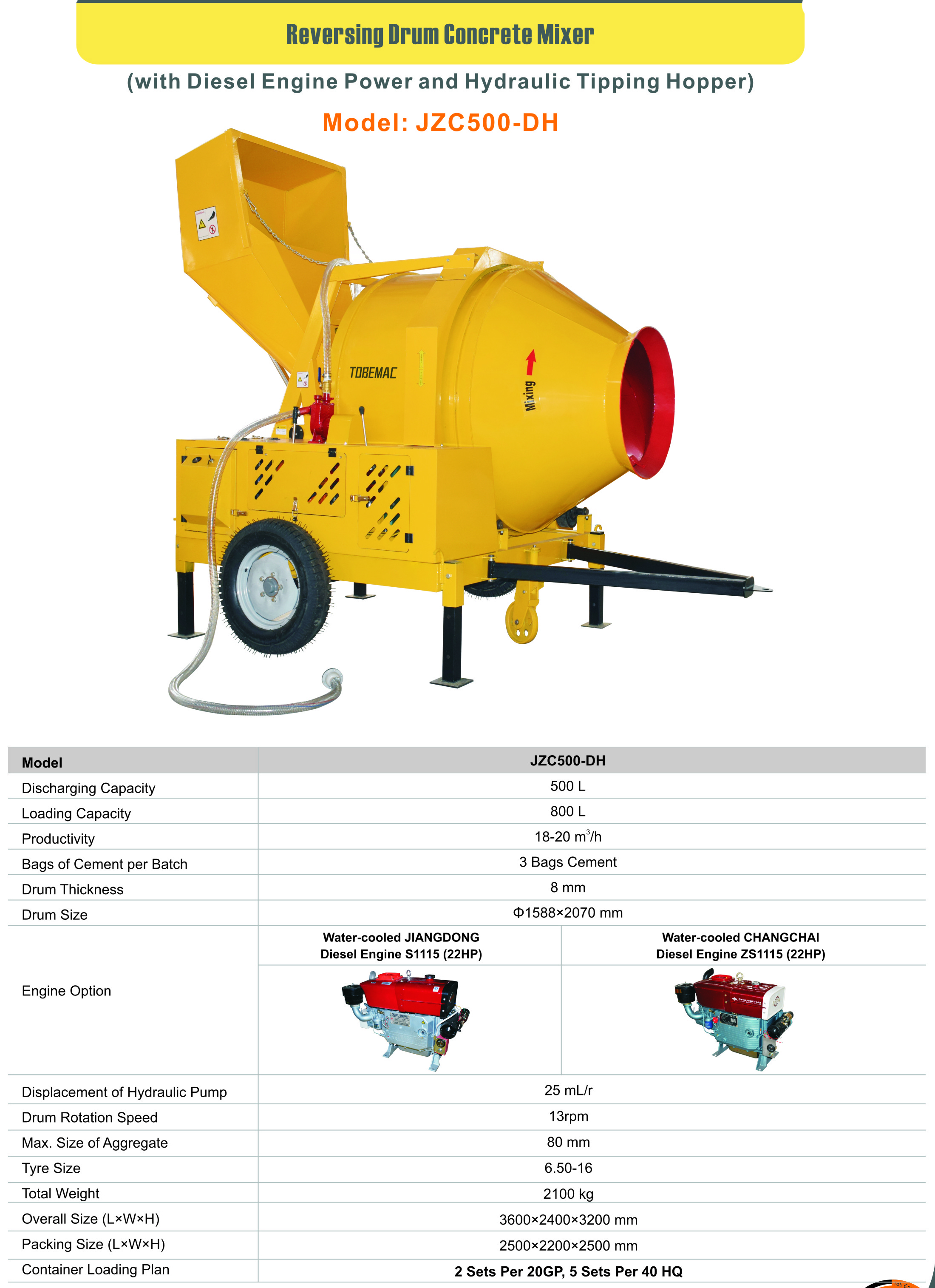 Tilting Drum Concrete Mixer