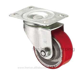 中型鐵芯聚氨酯PU腳輪萬向輪（支架（jià）規格3mm）