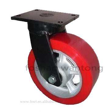 超重型腳輪厚聚氨酯PU黑架（jià）萬向（xiàng）輪（支架6mm）