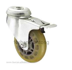 孔頂聚氨酯PU刹車腳輪（lún）萬向（xiàng）輪