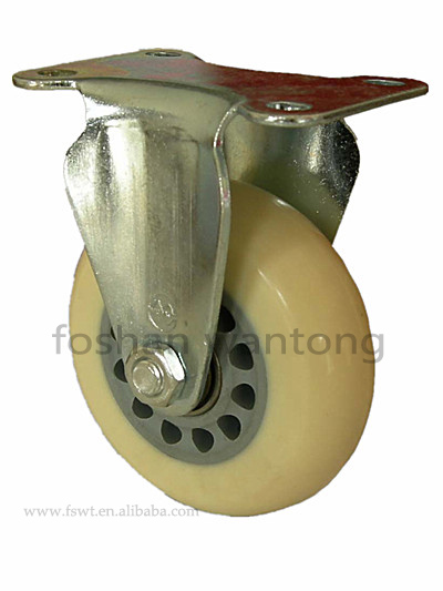 中型米黃雙軸通花固定腳輪
