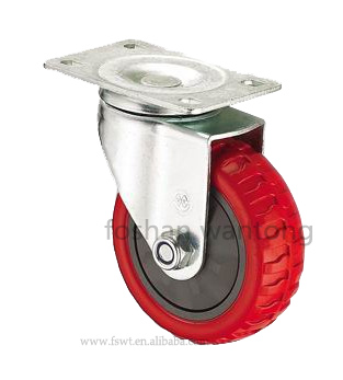 紅聚氨酯PU烽火腳輪萬向輪