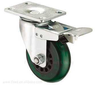 中（zhōng）型綠PVC輪子平底刹車（刹（shā）製腳（jiǎo）輪)