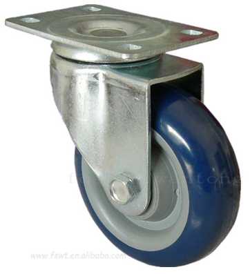 中型深藍（lán）色PU輪活動旋（xuán）轉(萬向輪子)