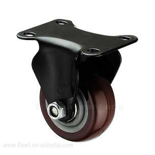 中型黑架双轴聚氨酯PU固定（定向脚轮)