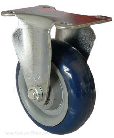 中型（xíng）藍PU聚（jù）氨酯輪固定(定（dìng）向（xiàng）腳輪）