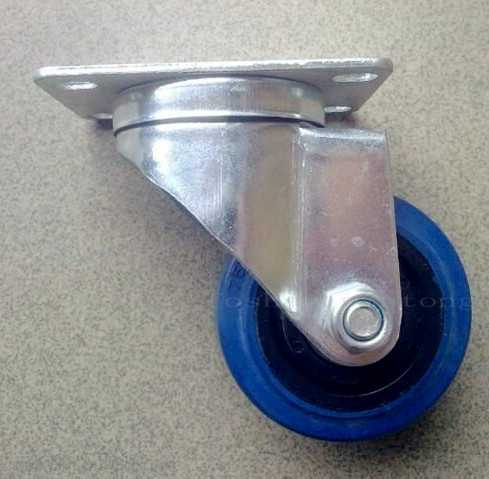 中型藍色（sè）彈力膠輪子萬向（活動腳輪)