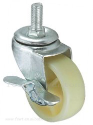 輕型尼龍（lóng）PA萬向輪絲杆帶邊刹