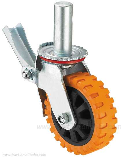 悍馬防滑聚氨酯PU輪全刹鷹架輪子(支架 2MM)