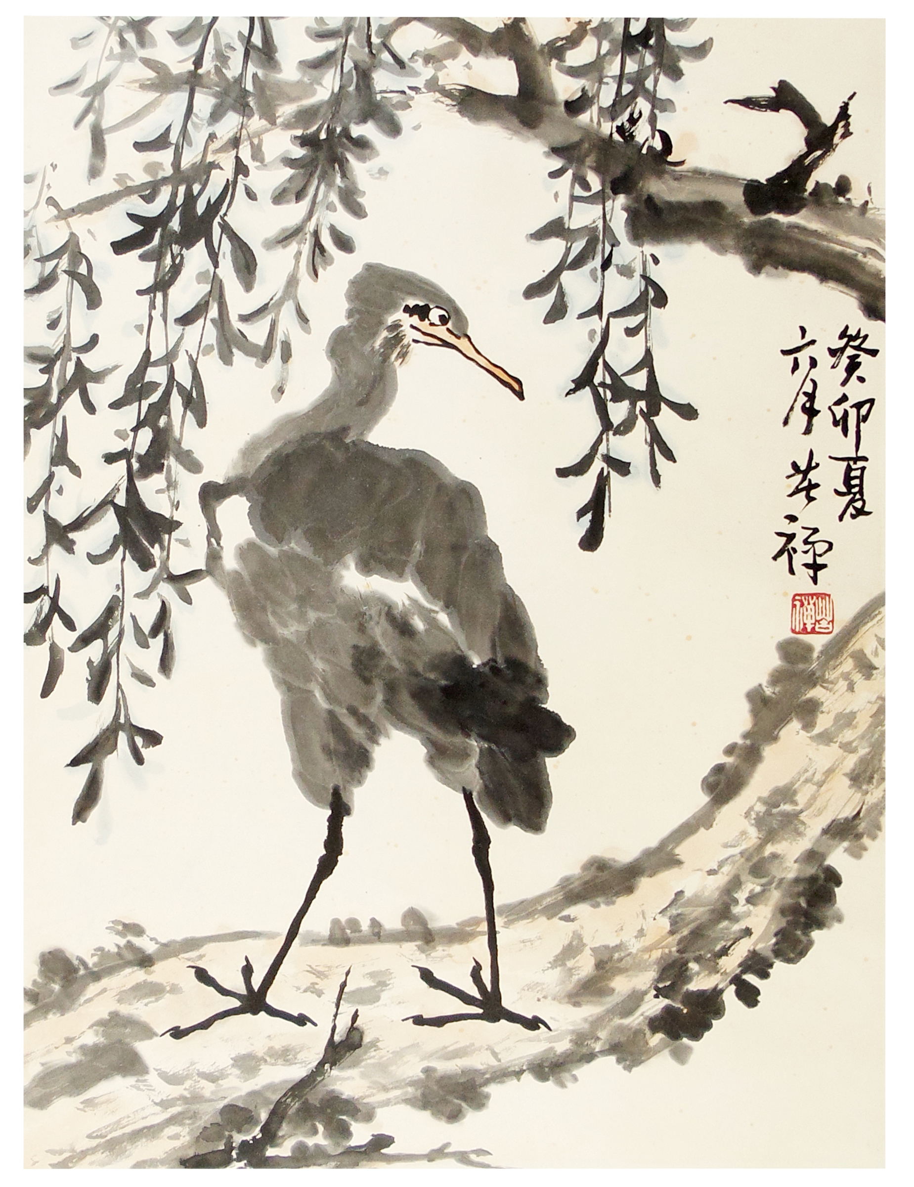 中国古美術・鹰 四条屏画芯・李苦禅印款・水墨画・純手描き・書道品・宣紙・水印付き 中国古美術・鹰 四条屏画芯・李苦禅印款・水墨画・純手描き