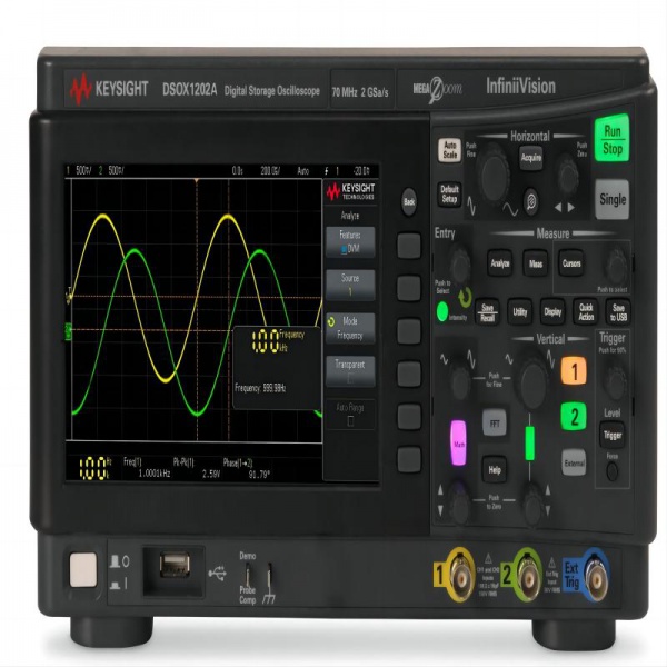 DSOX1202A 示波器：70/100/200 MHz，2 個模擬通道