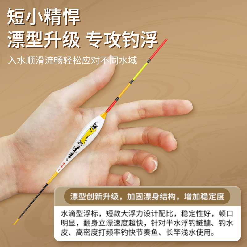 利来国际浮漂大吃铅浮漂半水中层大物鲢鳙打浮短漂606
