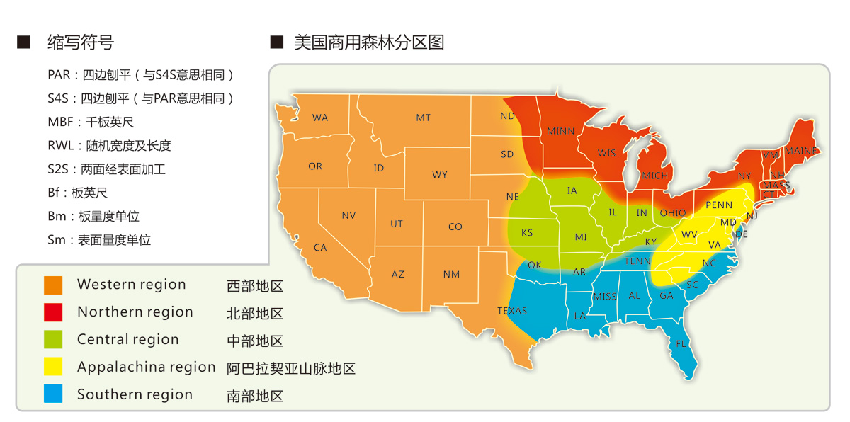 美国商用森林分区图