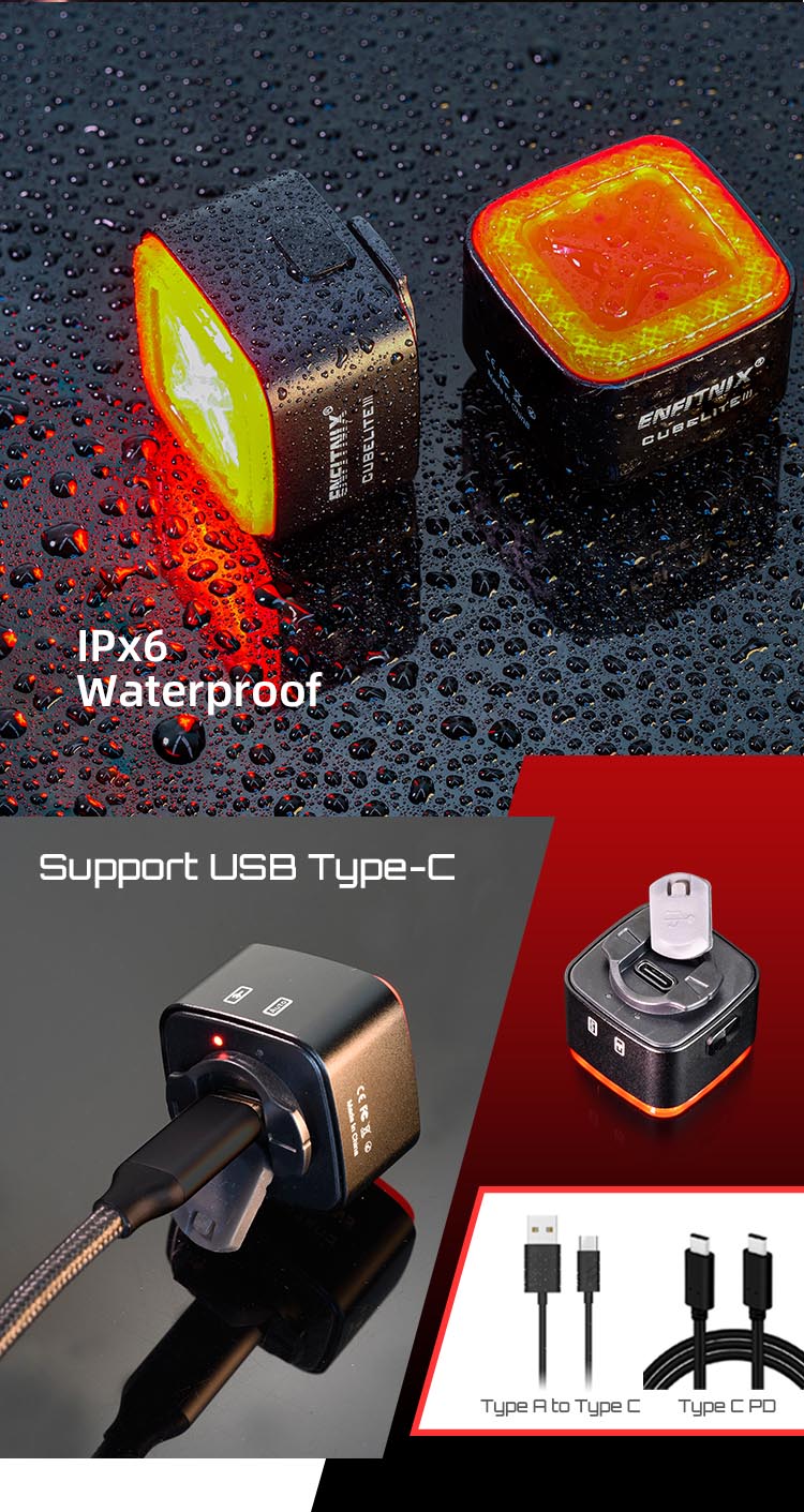 Bicycle Lights Front And Back Enfitnix Cubelite III Smart Tail