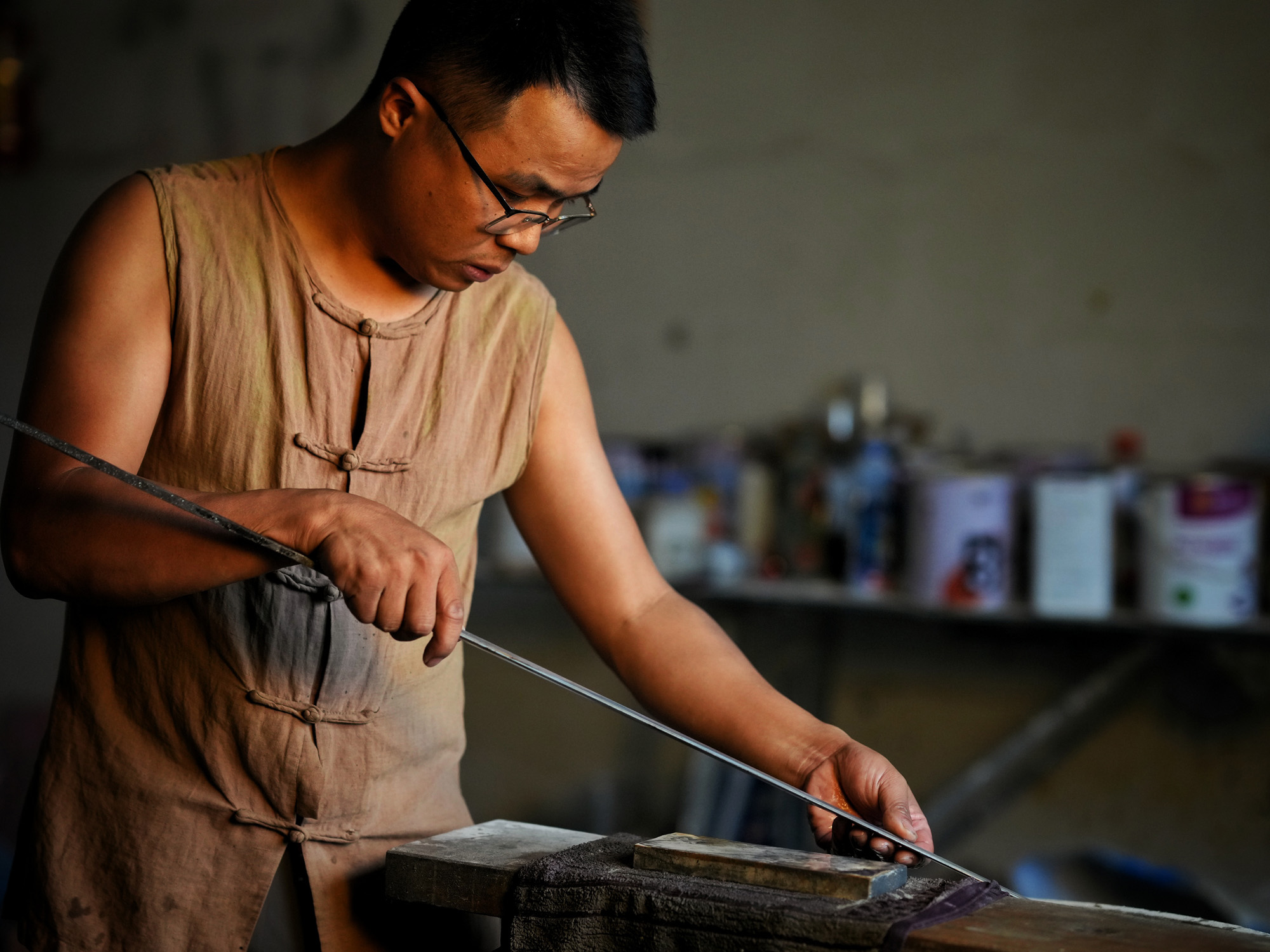 刀弊 中国 周末 周强刀剑作品-听风唐横刀-乌兹钢典藏款（LJG-3524）,周强刀剑艺术馆