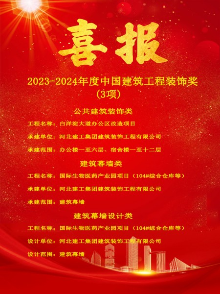 亚搏yabo(中国)装饰公司再添三项中国建筑工程装饰奖 亚搏yabo(中国)装饰公司再添三项中国建筑工程装饰奖