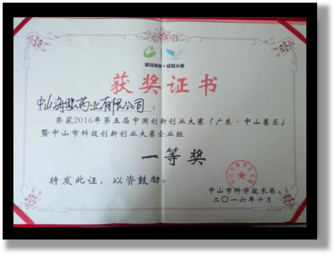 科技创新创业大赛一等奖